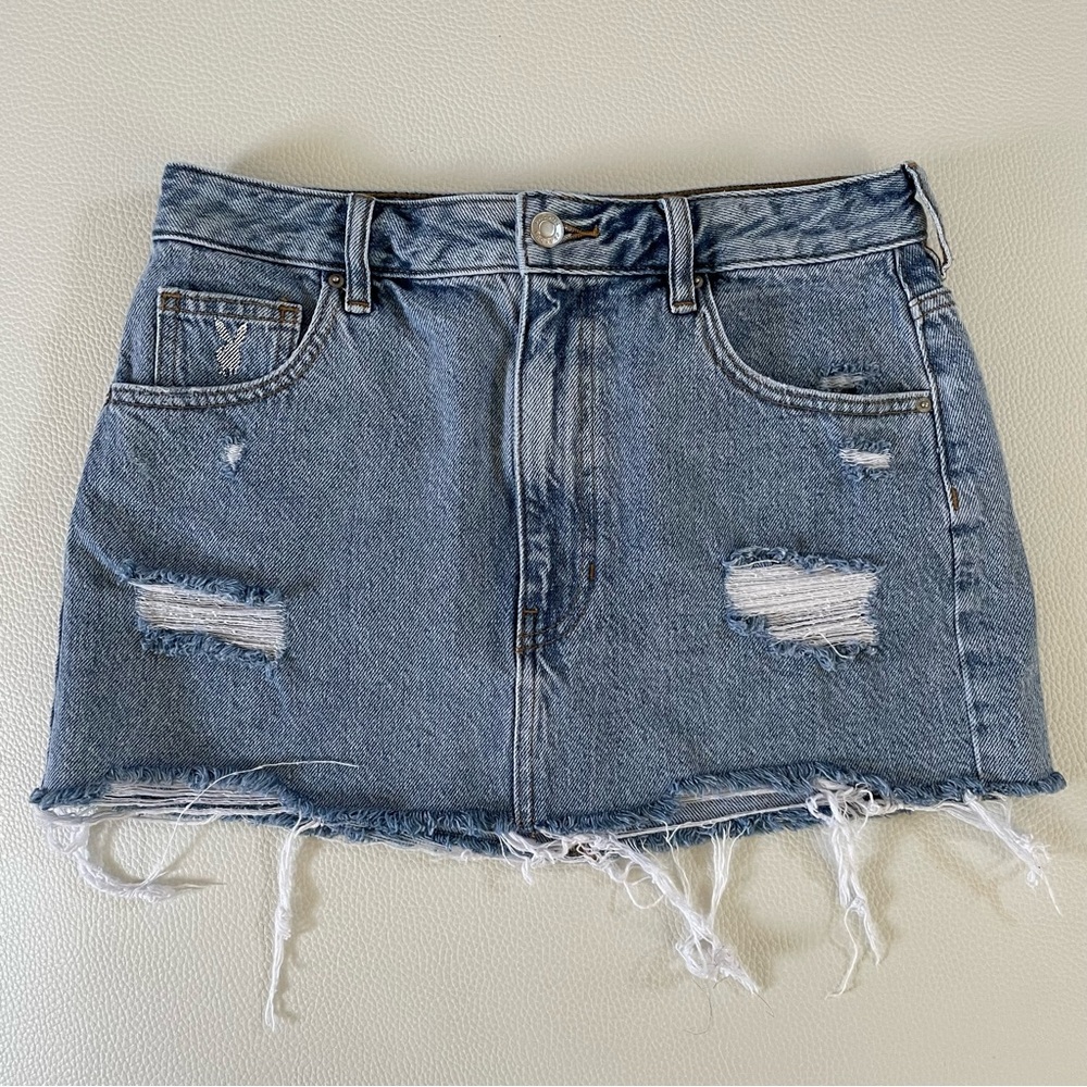 Pacsun Playboy distressed mini jean skirt